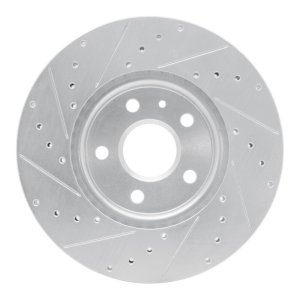 Buick Allure Brake Rotor (1) - Front Right - R1 Concepts - Drilled & Slotted - Silver - `10-`25